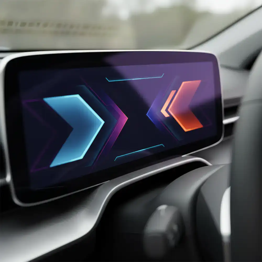 Close up of a modern car digital dashboard display