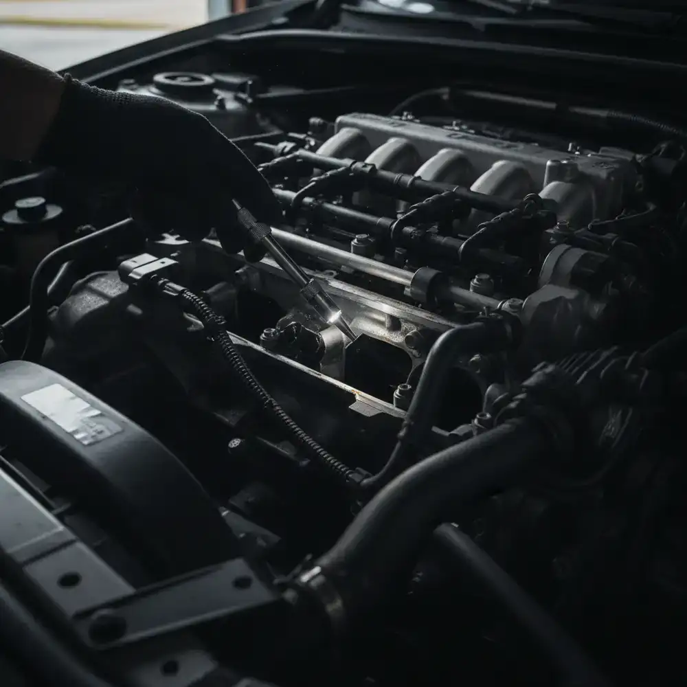 Detailed inspection of a vehicle engine bay